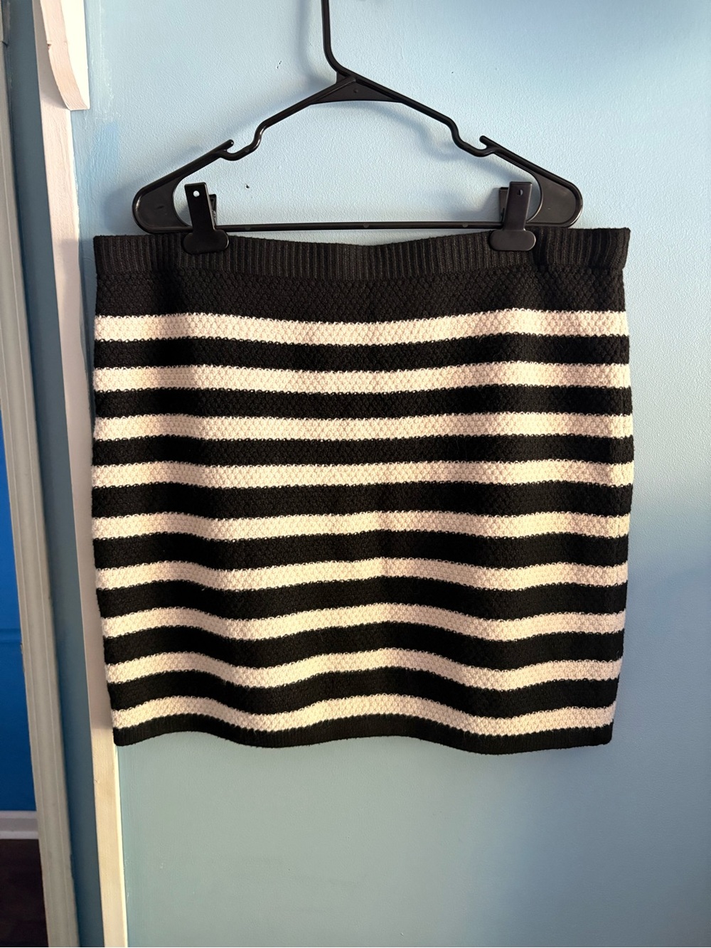 a new day Black and White Striped Knit Mini Skirt
